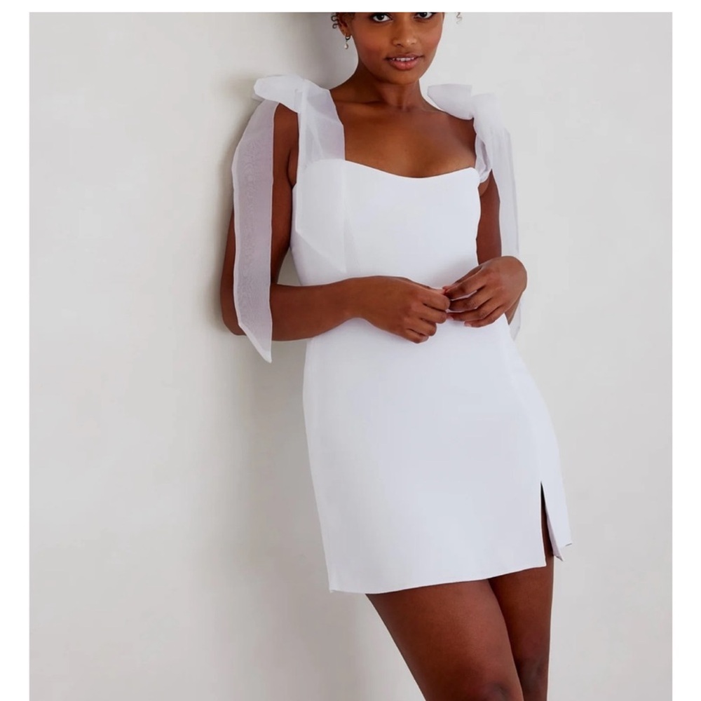 Park & Fifth White Mini Dress with Bow Shoulder Straps